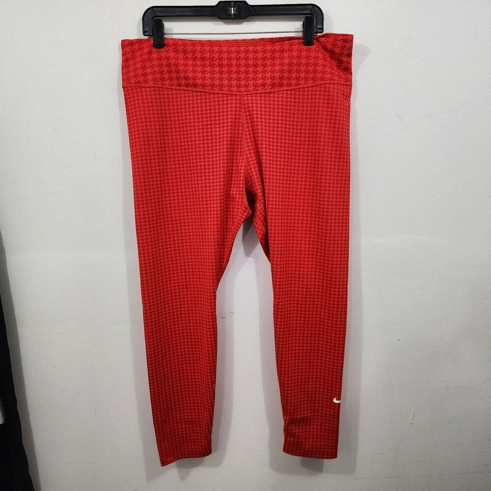 Nike Womens One Icon Clash ⅞ Running Leggings Ribbed Plus Size 2x DD4563-673 Red